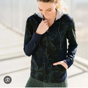 Zyia Evening Paradise Mesh Jacket w/hood, NWOT, XL, Navy/Green